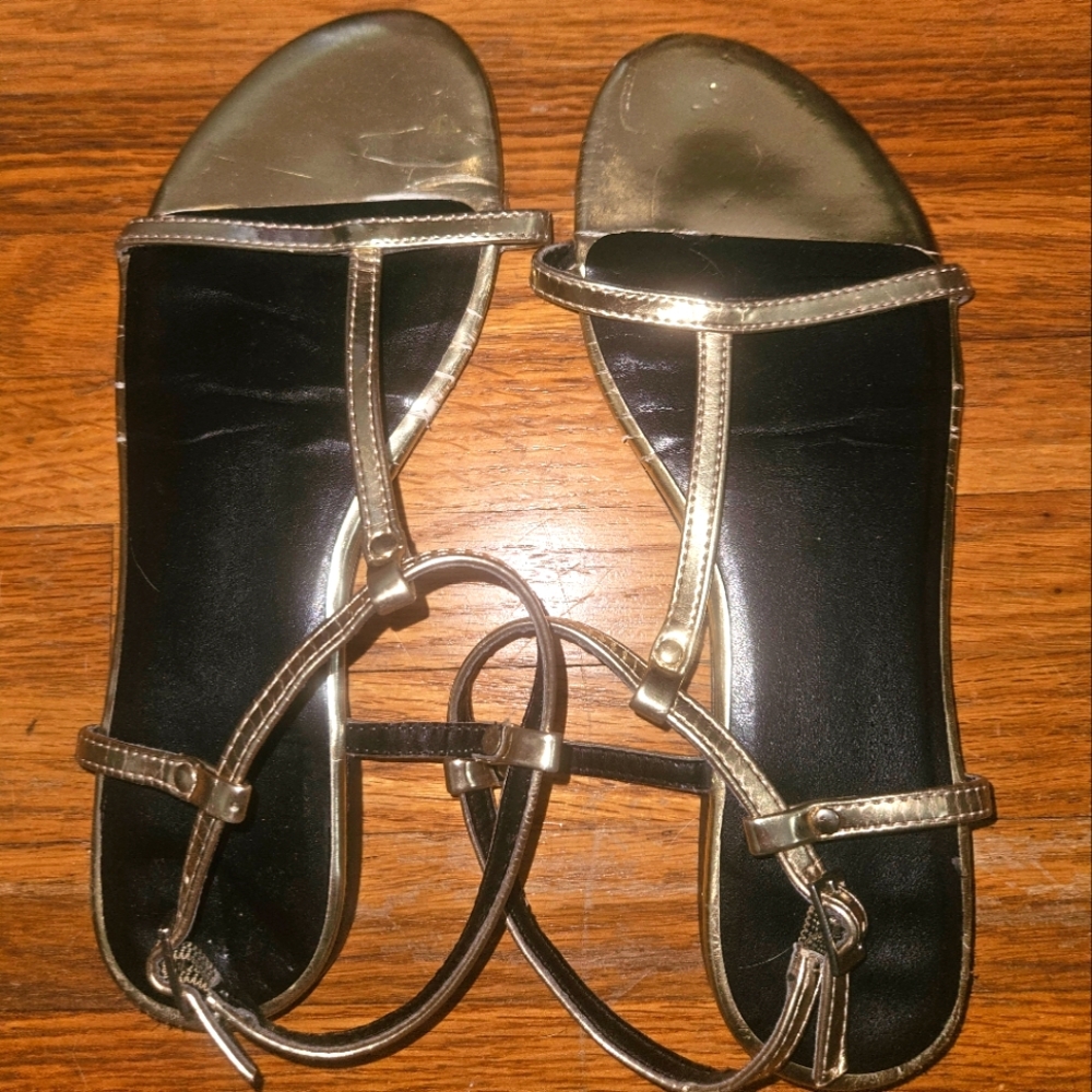Target Black and Gold T-Strap Women's Sandals